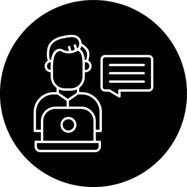 Technical Writer Line inverted circle. Vector Illustration For Web Use