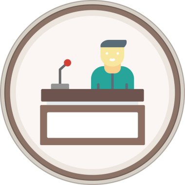 Yönetici Düz çıkartması. Web Kullanımı için Vektör İllüstrasyonu