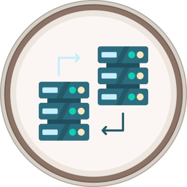 Sunucu Deposu Düz etiketi. Web Kullanımı için Vektör İllüstrasyonu