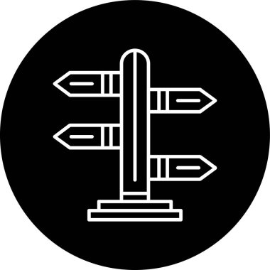 Signpost Line inverted circle. Vector Illustration For Web Use