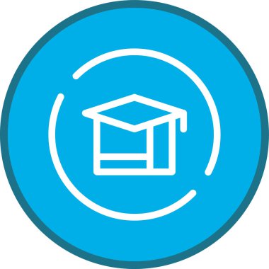 Mezuniyet şapkası çizgisi çok daireli. Web Kullanımı için Vektör İllüstrasyonu