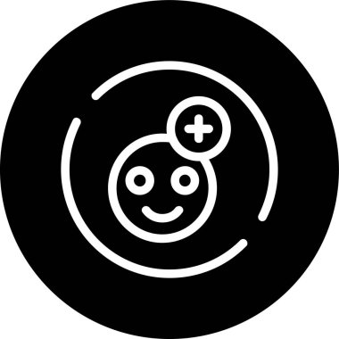 Smile Plus Line inverted circle. Vector Illustration For Web Use