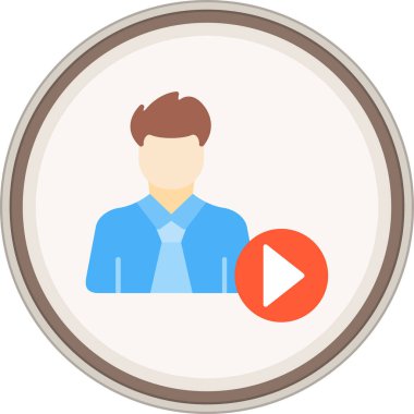 Kullanıcı Oyuncu Düz Çıkartması. Web Kullanımı için Vektör İllüstrasyonu