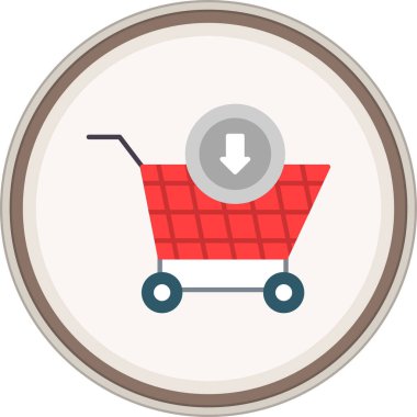 Alışveriş Arabası Flat çıkartması. Web Kullanımı için Vektör İllüstrasyonu