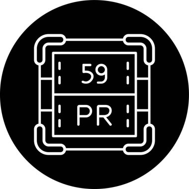 Praseodymium Hattı ters çevrilmiş daire. Web Kullanımı için Vektör İllüstrasyonu