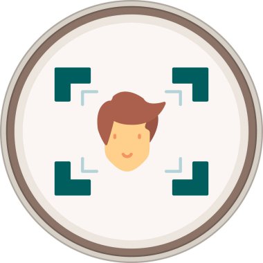 Face Id Flat sticker. Vector Illustration For Web Use