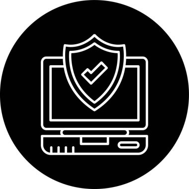 Laptop Line inverted circle. Vector Illustration For Web Use