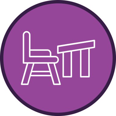 Desk Chair Line multi circle. Vector Illustration For Web Use