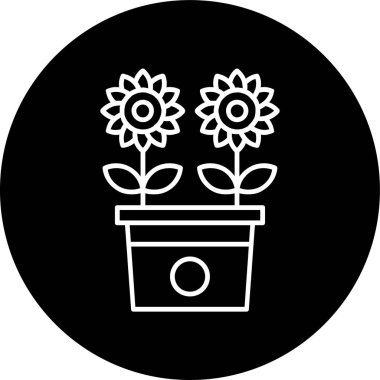 Çiçek saksısı ters çevrilmiş daire. Web Kullanımı için Vektör İllüstrasyonu