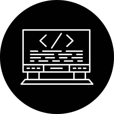 Coding Line inverted circle. Vector Illustration For Web Use