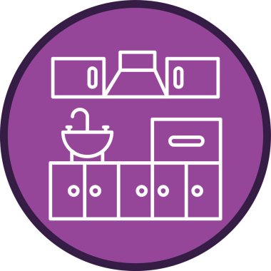 Mutfak Hattı çok daireli. Web Kullanımı için Vektör İllüstrasyonu