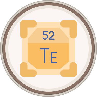 Tellurium Düz çıkartması. Web Kullanımı için Vektör İllüstrasyonu