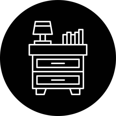Nightstand Line inverted circle. Vector Illustration For Web Use