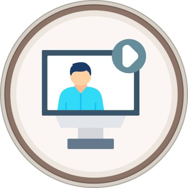 Video Call Flat sticker. Vector Illustration For Web Use