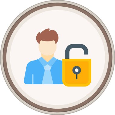 User Unlock Flat sticker. Vector Illustration For Web Use