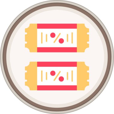 Ticket Flat sticker. Vector Illustration For Web Use