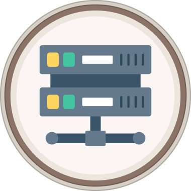 Sunucu Düz etiketi. Web Kullanımı için Vektör İllüstrasyonu