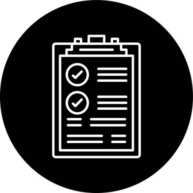 Clipboard Line inverted circle. Vector Illustration For Web Use