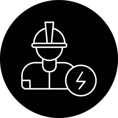 Electrician Line inverted circle. Vector Illustration For Web Use