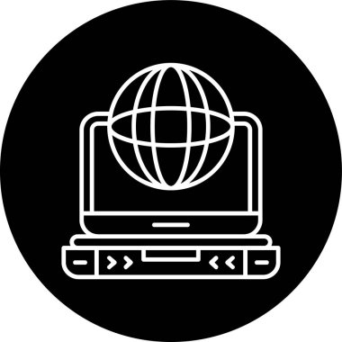 Laptop Line inverted circle. Vector Illustration For Web Use