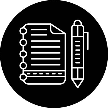 Notepad Line inverted circle. Vector Illustration For Web Use