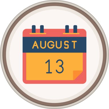 13 Ağustos Flat çıkartması. Web Kullanımı için Vektör İllüstrasyonu