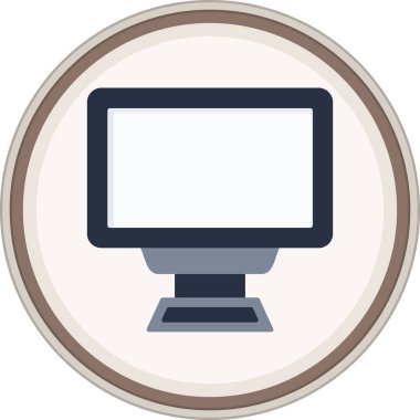 Düz etiketli monitör. Web Kullanımı için Vektör İllüstrasyonu