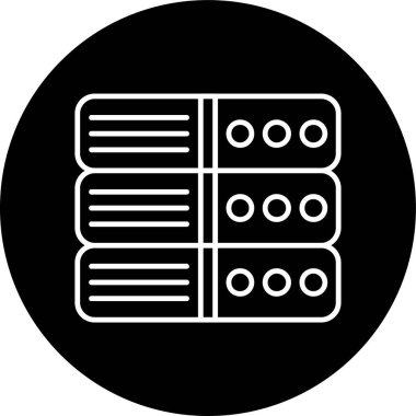 Server Line inverted circle. Vector Illustration For Web Use
