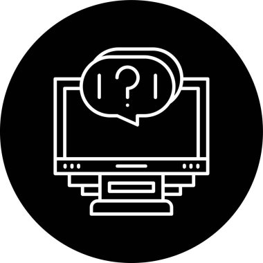 Desktop Line inverted circle. Vector Illustration For Web Use