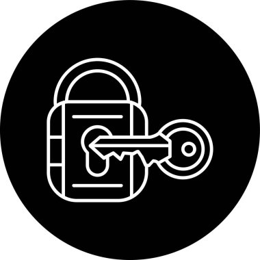 Padlock Line inverted circle. Vector Illustration For Web Use