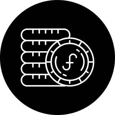 Aruban Florin Line inverted circle. Vector Illustration For Web Use