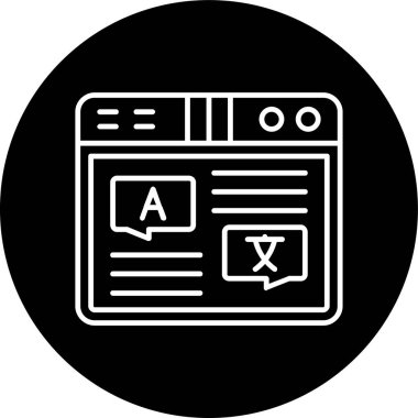 Online Translator Line inverted circle. Vector Illustration For Web Use