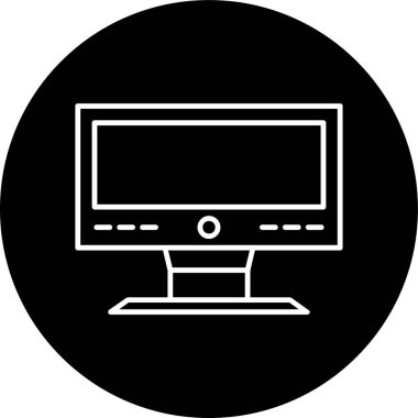 Computer Line inverted circle. Vector Illustration For Web Use