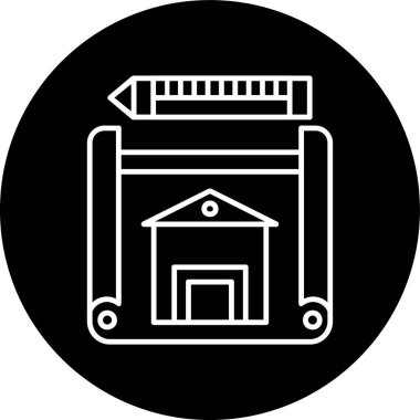 Ev Tasarım Hattı ters dönmüş daire. Web Kullanımı için Vektör İllüstrasyonu