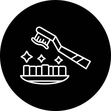 Brushing Teeth Line inverted circle. Vector Illustration For Web Use