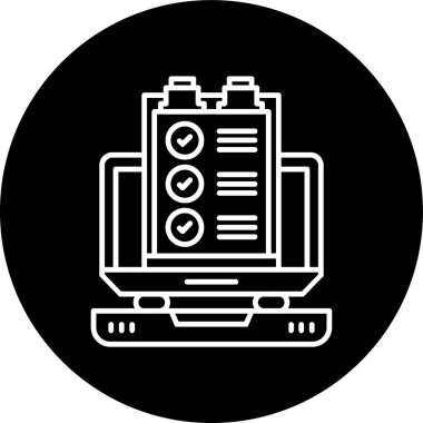 Online Survey Line inverted circle. Vector Illustration For Web Use