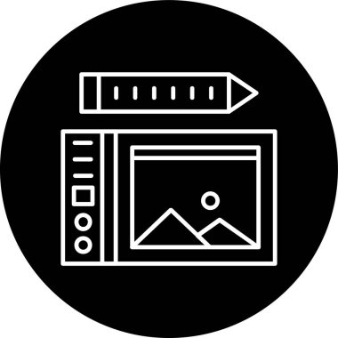 Grafik Tablet Çizgisi ters çevrilmiş çember. Web Kullanımı için Vektör İllüstrasyonu