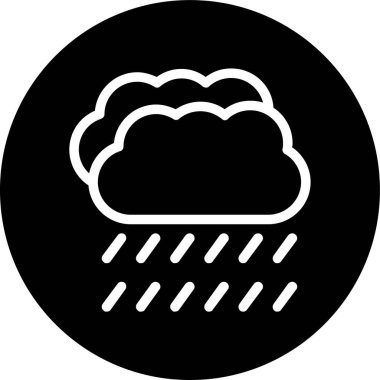 Cloud-showers-heavy Line inverted circle. Vector Illustration For Web Use