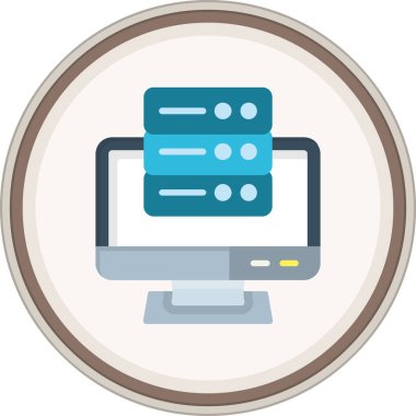 Sunucu Düz etiketi. Web Kullanımı için Vektör İllüstrasyonu