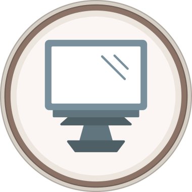 Düz etiketli monitör. Web Kullanımı için Vektör İllüstrasyonu