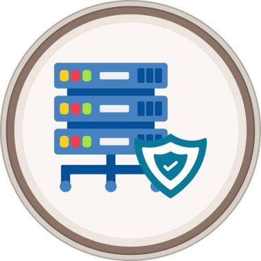 Sunucu Düz etiketi. Web Kullanımı için Vektör İllüstrasyonu