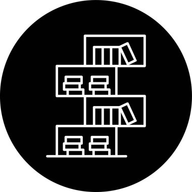 Bookshelf Line inverted circle. Vector Illustration For Web Use