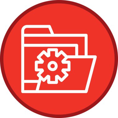 Folder-gear Line multi circle. Vector Illustration For Web Use