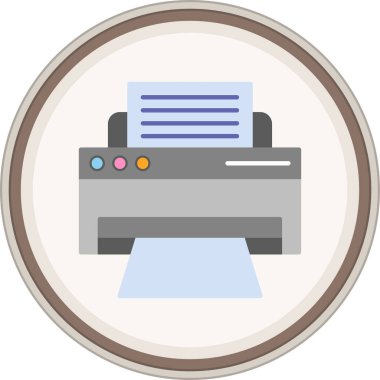 Yazıcı yassı çıkartması. Web Kullanımı için Vektör İllüstrasyonu