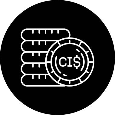 Cayman Adaları Dolar Hattı ters dönmüş daire. Web Kullanımı için Vektör İllüstrasyonu