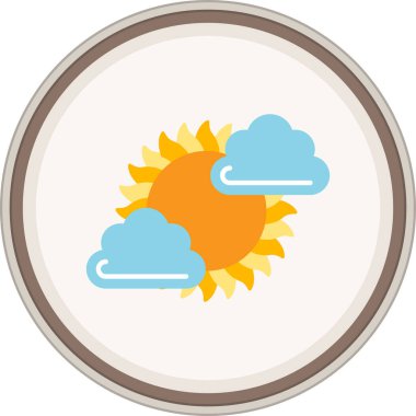 Sunny Flat çıkartması. Web Kullanımı için Vektör İllüstrasyonu