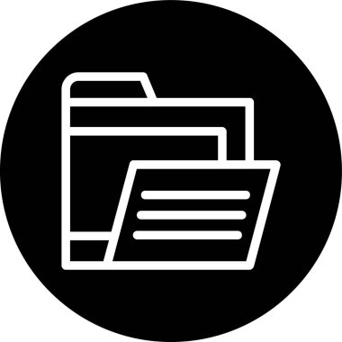 Folder Line inverted circle. Vector Illustration For Web Use