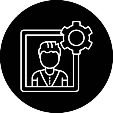 Custom User Roles Line inverted circle. Vector Illustration For Web Use