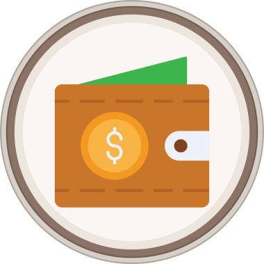 Wallet Flat sticker. Vector Illustration For Web Use