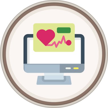 Kalp atışı düz çıkartması. Web Kullanımı için Vektör İllüstrasyonu